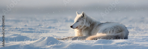 White Arctic Wolf: Majestic Predator Enduring Isolation and Arctic Winters © Cameron