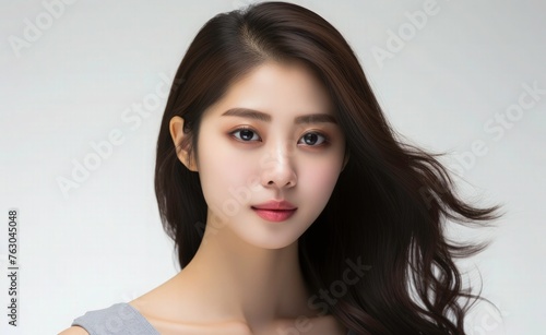 Beauty young cute Asian women with soft glow skin  face care  facial treatment  beauty and spa  body care  cute Asian girl portrait.