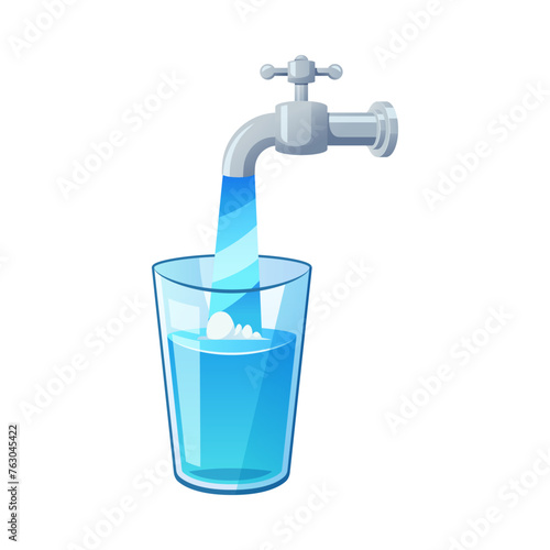 Water tap with glass vector isolated on white background.