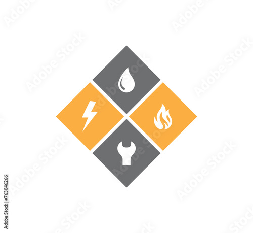 house service logo design vector, Plumbing & Heating logo