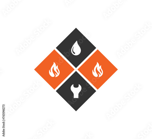 house service logo design vector, Plumbing & Heating logo