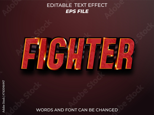 fighter text effect, font editable, typography, 3d text. vector template