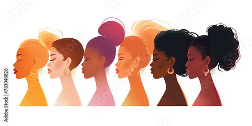 Set of multi racial women with different skin