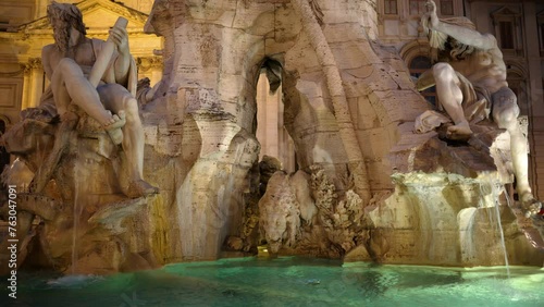 Wallpaper Mural Fountain of the Four Rivers located in Navona square. Rome city square at sunset. Italy Torontodigital.ca