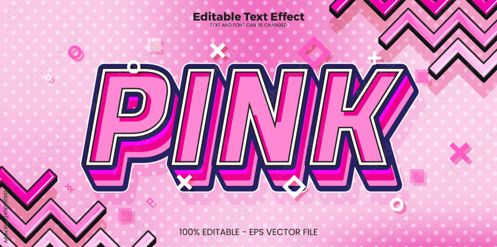 Pink editable text effect in modern trend style