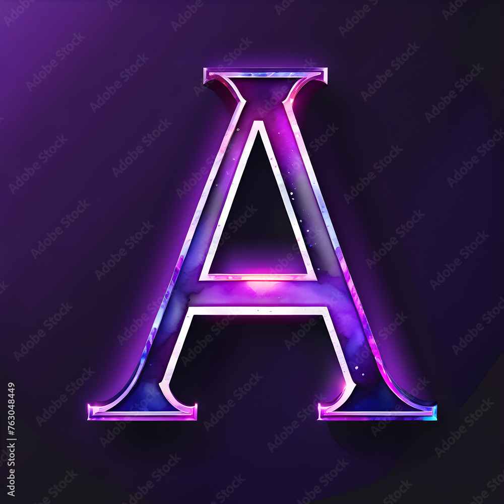 Purple Neon Capital Letter A Icon: Vibrant Typography Design.(Generative AI) Purple Neon Capital Letter A Icon: Vibrant Typography Design.(Generative AI)