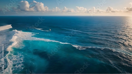 Photo of ocean from bird view ai generative