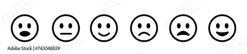 Emoji faces collection.  Emoticons icons set. Happy and sad emoji.