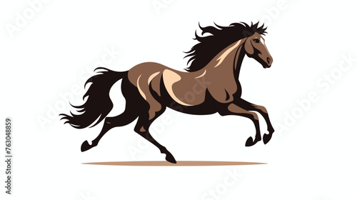 Silhouette of a galloping horse. Stallion excitedly
