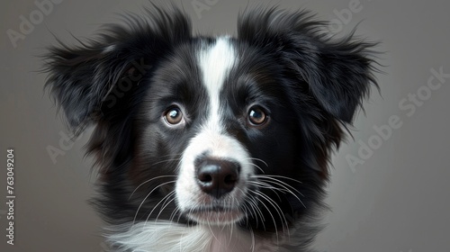 Portrait Hungry Border Collie Puppy Dog, Banner Image For Website, Background, Desktop Wallpaper © Pic Hub