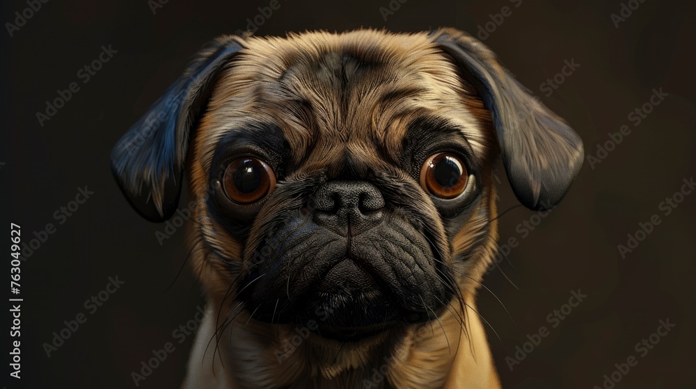Pug Portrait Cute Confused Looking Dog, Banner Image For Website, Background, Desktop Wallpaper