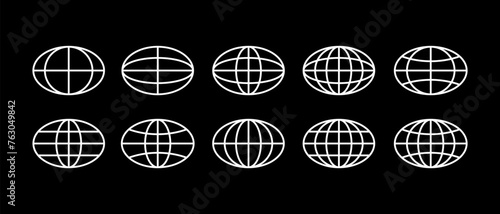 Globe icon symbol. Retro futuristic vector elements