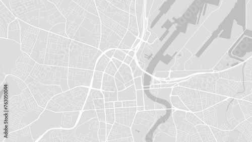 Background Belfast map, Northern Ireland, white and light grey city poster. Vector map with roads and water.