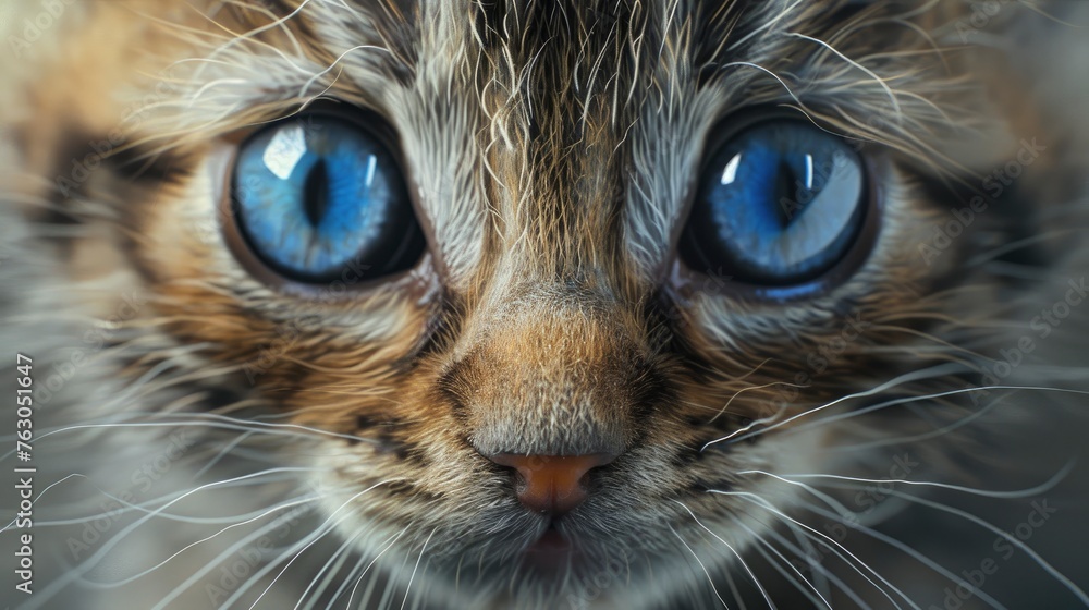 Striped Kitten Wide Open Blue Eyes, Banner Image For Website, Background, Desktop Wallpaper