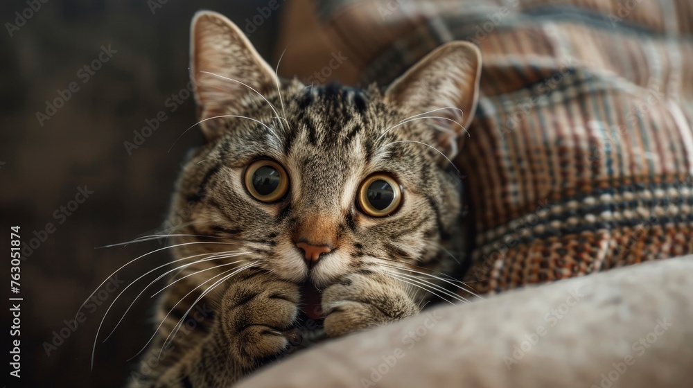 Surprised Cat Covering His Mouth Paws, Banner Image For Website, Background, Desktop Wallpaper