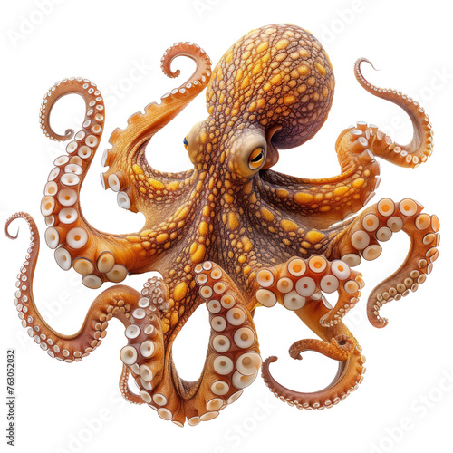 octopus isolated on transparent background With clipping path. cut out. 3d render