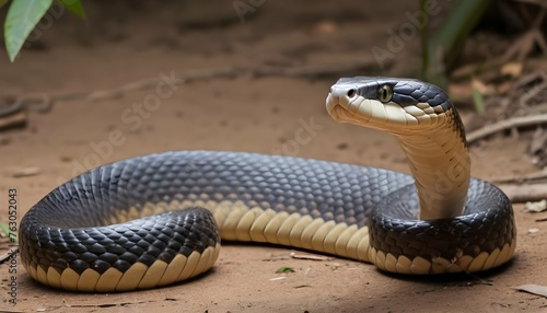 A King Cobra With Its Hood Flared In A Defensive S Upscaled 2