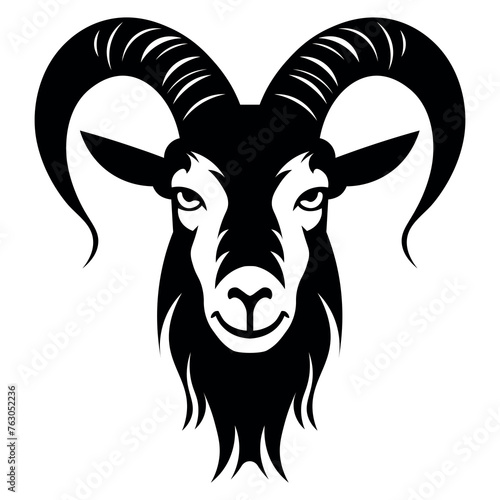 black vector goat icon on white background