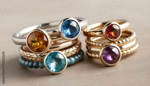 A Set Of Stackable Rings Each Featuring A Differe Upscaled 2