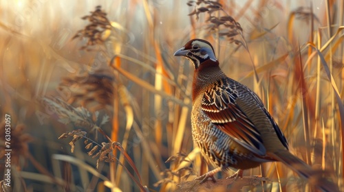 Wild Redlegged Partridge Natural Habitat, Banner Image For Website, Background, Desktop Wallpaper photo