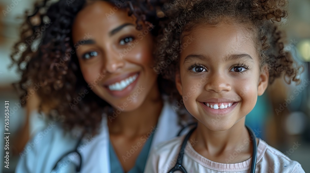 Female Doctor Speaking with Smiling Child Female Doctor Speaking with Smiling Child