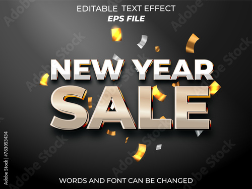new year sale text effect, font editable, typography, 3d text. vector template