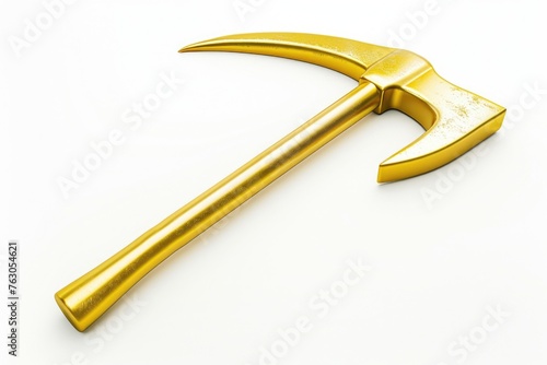 A shiny golden hammer on a clean white background. Perfect for construction or DIY projects