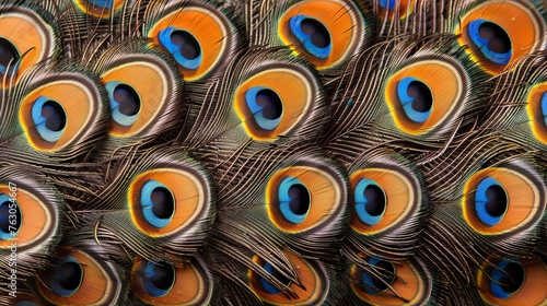 Vibrant macro images of intricate peacock feathers for stunning background visuals © Ilja