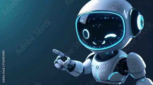 Cute robot character pointing and smiling, artificial intelligence concept illustration © furyon