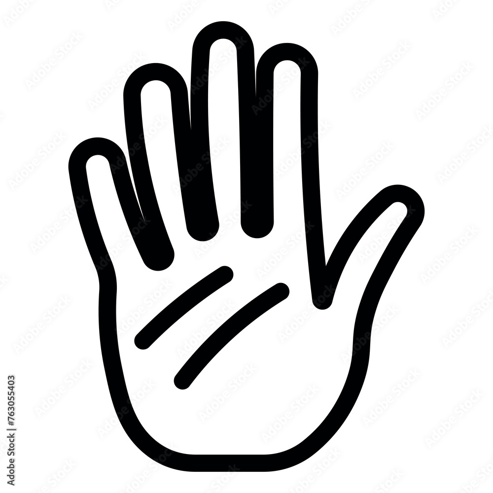 black vector hand icon on white background black vector hand icon on white background