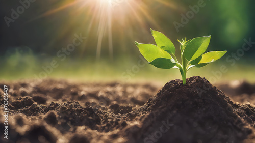 Planting trees to help increase oxygen in the air and reduce global warming, Save world save life and Plant a tree concept. AI generated image, ai. #763055437
