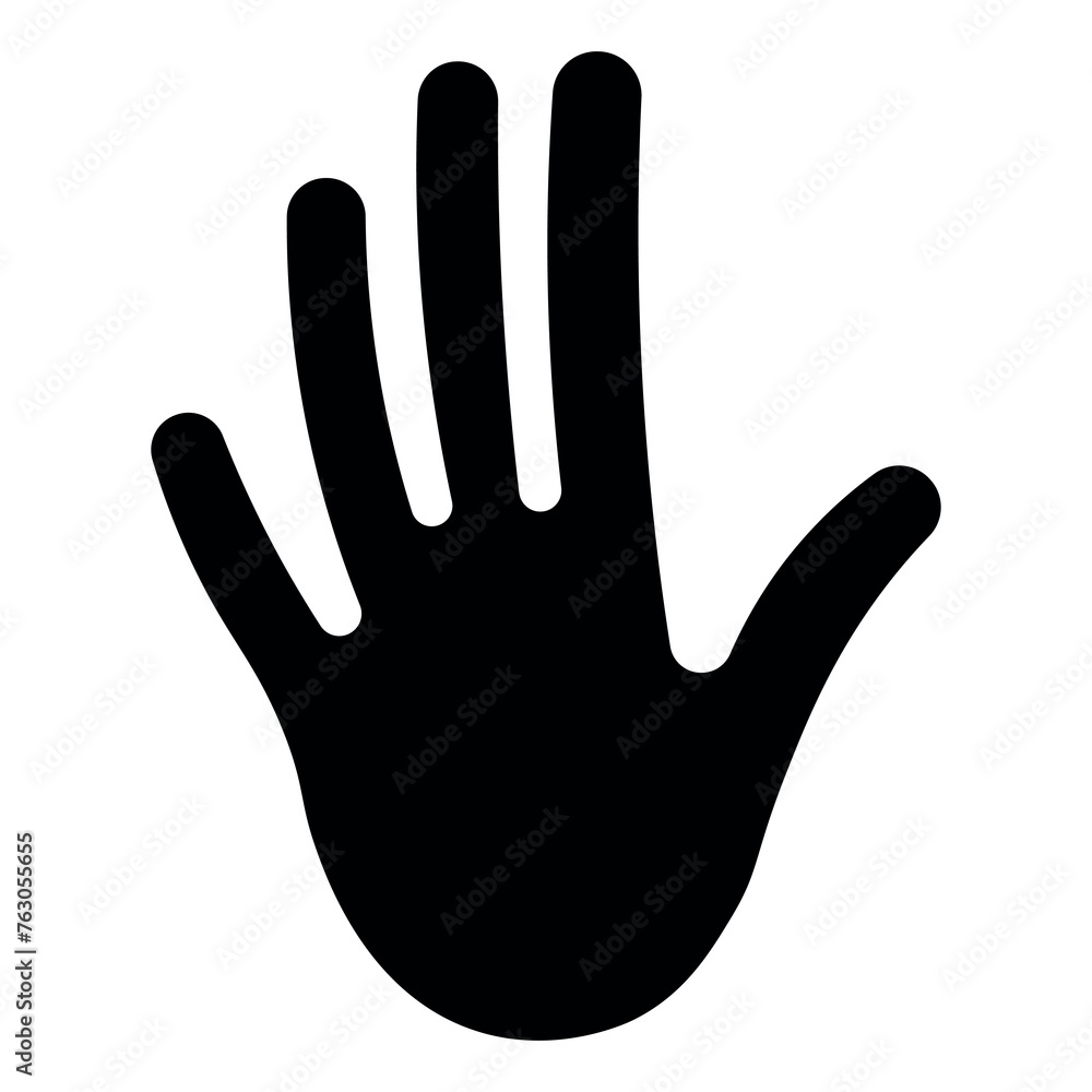 black vector hand icon on white background black vector hand icon on white background