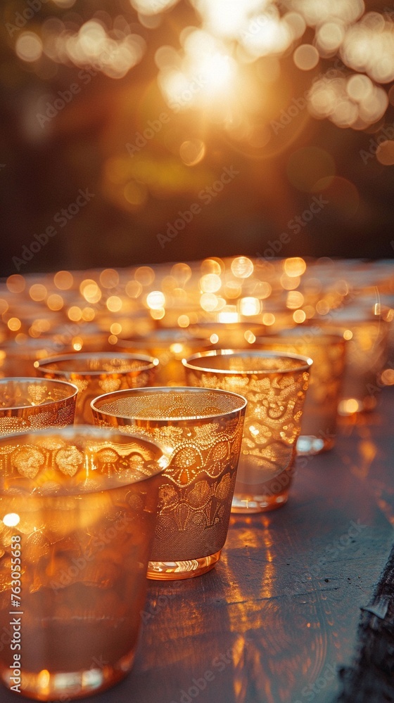 Cups embodying ancient civilizations to futuristic societies Design reflecting the essence of different eras Realistic, golden hour, depth of field bokeh effect Cups embodying ancient civilizations to futuristic societies Design reflecting the essence of different eras Realistic, golden hour, depth of field bokeh effect