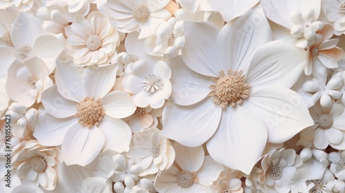 A close-up view of a bunch of white flowers. Perfect for floral backgrounds