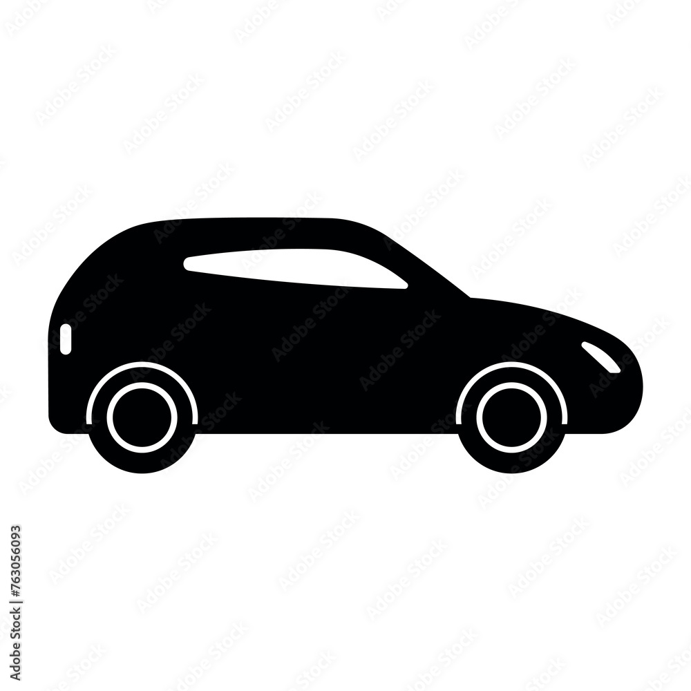 black vector hatchback icon on white background