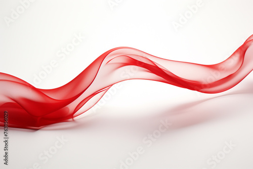 Wave of red ribbon on white background