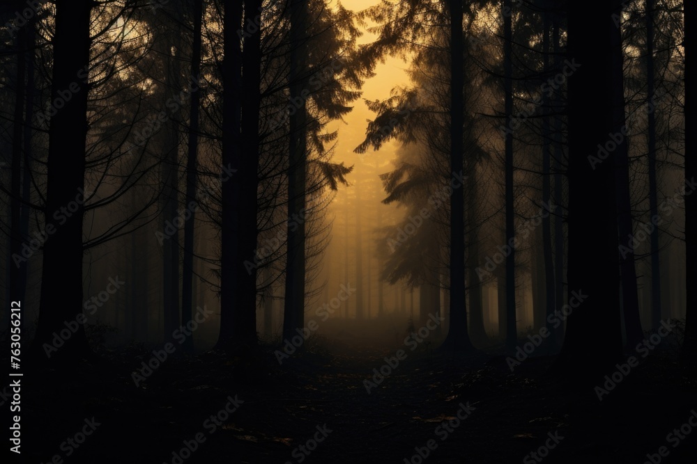 Fototapeta premium Sunlight filtering through dense forest, ideal for nature themes