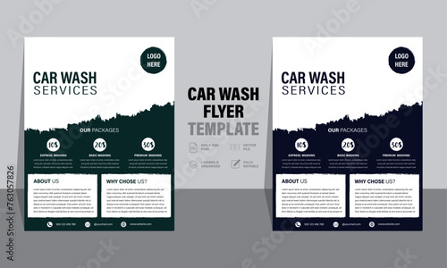 Car Wash Flyer template, Car wash company poster, leaflet, Motor wash company promotion, Car wash business marketing