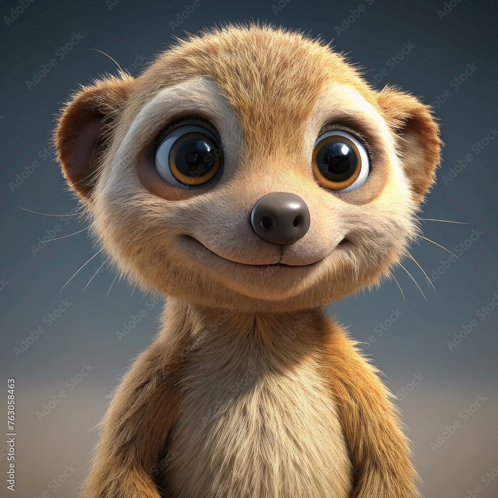 3D meerkat standing on the ground 3D meerkat standing on the ground