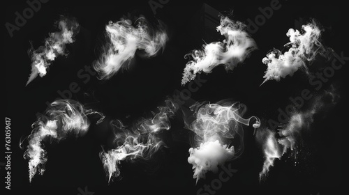 Smoke and dust effect overlays, artistic elements for digital photography and design illustration photo