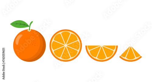 Orange fruit. Oranges that are segmented on a white background in a flat vector style
