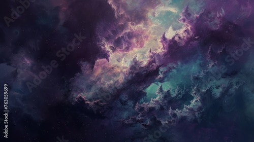 Space nebula and galaxy in the vast universe, digital painting