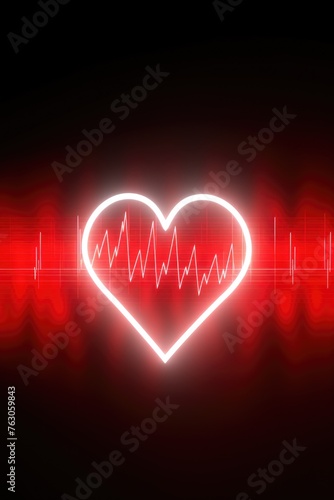 A red heart with a line of heartbeats. Suitable for medical or love-themed designs