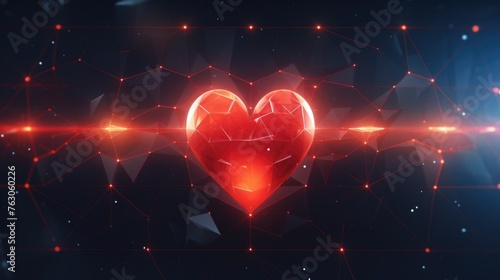 A glowing red heart surrounded by lines and dots. Suitable for various designs