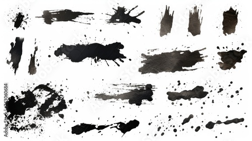 Various ink stains on a clean white surface, perfect for design projects