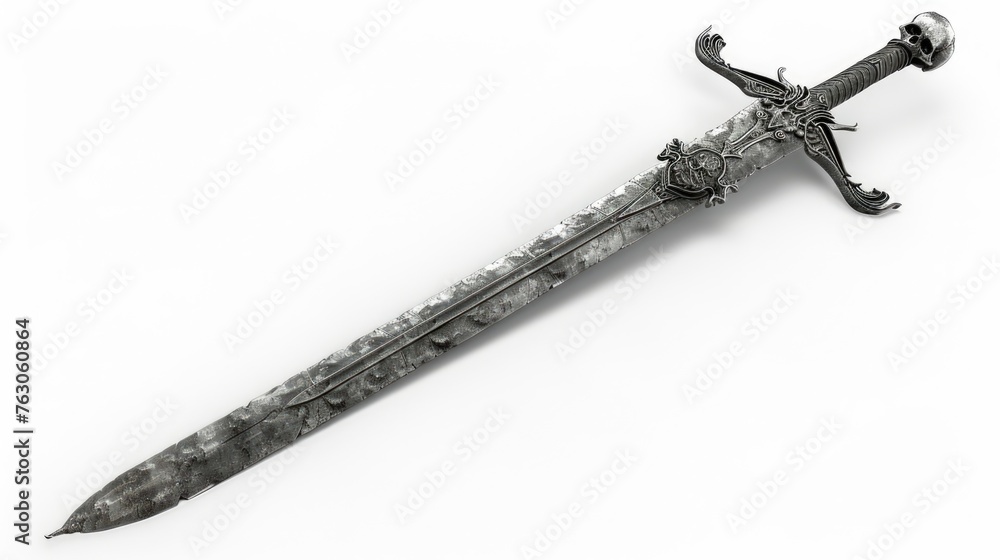 A very old looking sword on a white surface. Ideal for historical designs A very old looking sword on a white surface. Ideal for historical designs