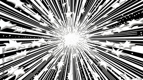 A striking black and white image of a star burst. Perfect for graphic design projects
