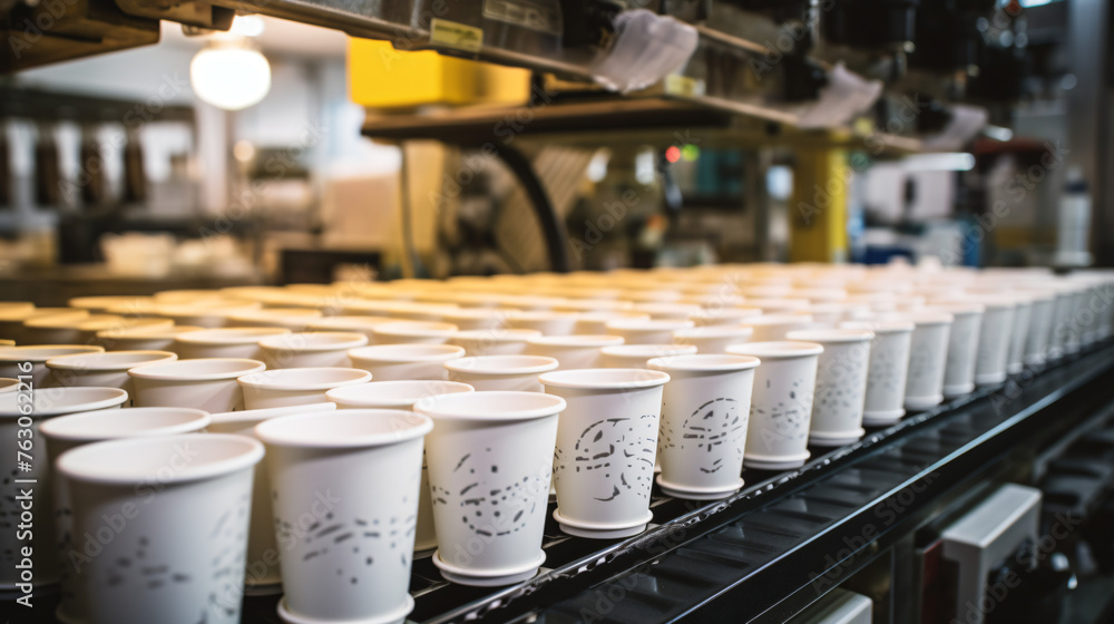 Quality control in a paper cup production plant.