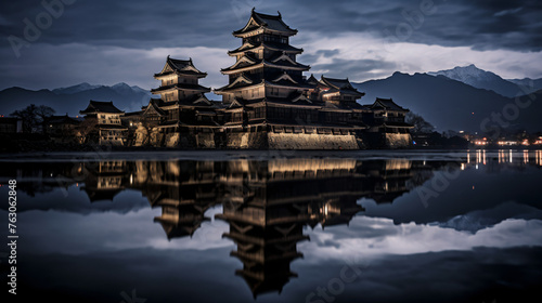 Reflection in front of Matsumoto Castle ..