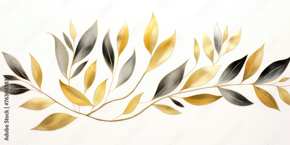 A decorative gold and silver leaf wall hanging. Perfect for interior design projects A decorative gold and silver leaf wall hanging. Perfect for interior design projects